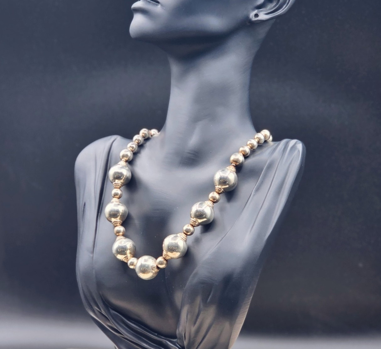 Vintage Sterling Silver Bead Stackable Statement … - image 2