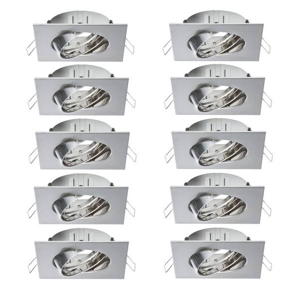 10 X Paulmann Einbauleuchten Quadro Schwenkbar 51Mm Eisen GebüRstet Inkl GU10 S-image