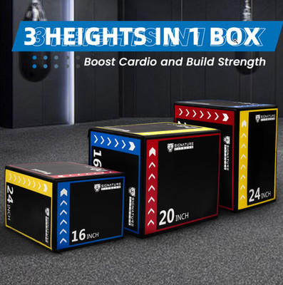 3-in-1Foam Plyometric Jump Box,Adjustable Height 16/20/24 Inch,Anti-Slip Surface