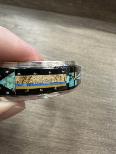 Navajo Native Handmade Bracelet Multistone Inlay Night Sky Yei By Gilbert Smith - Picture 18 of 21