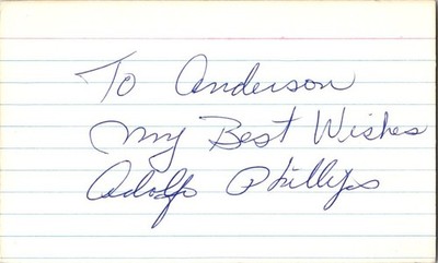 1960's -Adolfo Phillips- Signed/Autograph/Auto Index Card Chicago Cubs MLB