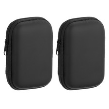 2pcs Earbuds Earphone Cases, EVA EarBuds Zipper Holder with Mesh Pocket,Black