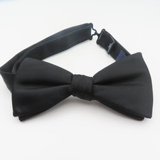 Stafford Bow Tie Black Solid 2.25" Wide Pre Tied Formal Tuxedo Polyester