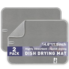 Dish Drying Mat for Kitchen Counter, 2 Pack Small Microfiber Dish Drying Mats, U