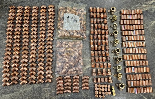 (LOT OF 446) 1/2" Copper Sweat Solder ~ Couplings, Elbows, Caps, etc.
