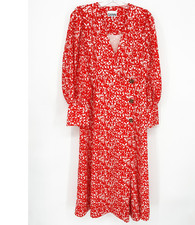 Ganni Size 38 US 6 Orange-Red Floral Sheath Dress Boho 