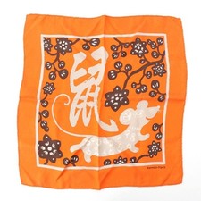 Hermes Silk Carre 45 Zodiac Rat Scarf Orange Gebraucht Aus Japan