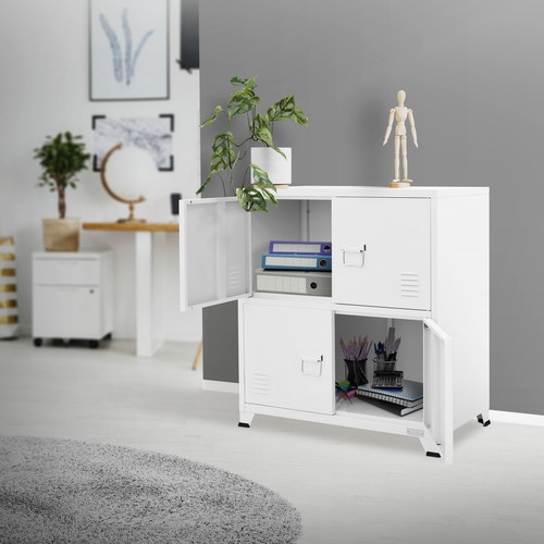 Archivador de oficina armario de metal blanco con 2 compartimentos 75x40x80,5cm - Imagen 9 de 9