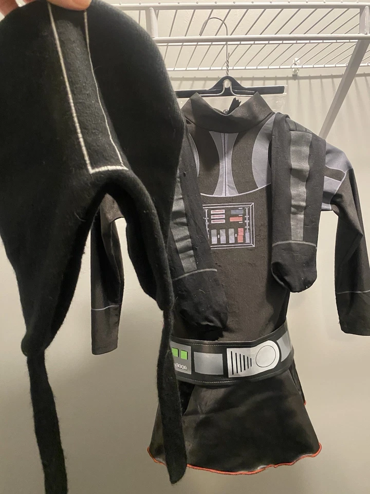 Star Wars Girls Darth Vader Dress Halloween Costume Small With Socks Belt & Hat - Image 3 of 4