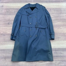 Vtg Sterlingwear of Boston Mens Blue Trench Coat Sherpa Lined Jacket Size 42