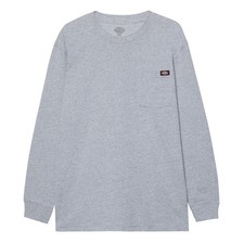 Image of Dickies Pocket Tee Mens Casual Crew Neck Long Sleeved T-Shirt Heather Grey