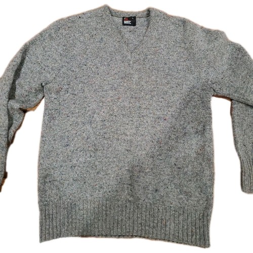 Vintage Robert Bruce Mens Sweater Size Large Gray V-Neck Wool Knit Pullover USA