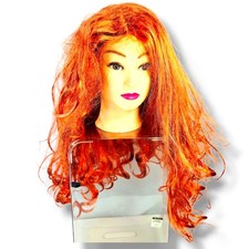 Peluca De Sirena Roja Larga Y Rizada Para Disfraces – Incluye 2 Gorros De Malla, Accesorio De Cosplay Para Halloween, Carnaval Y Fiestas Temáticas, Regalo Para Princesas