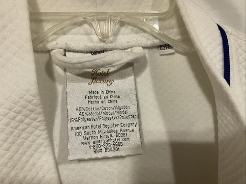 Holland America Line Embroidered White Kimono White Robe One Size Fits All - Picture 2 of 6
