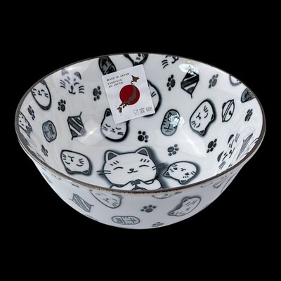 Japanische Nudeln Müsli Reis Schüssel mit ''Kawaii Glückskatze'' (Maneki-neko)