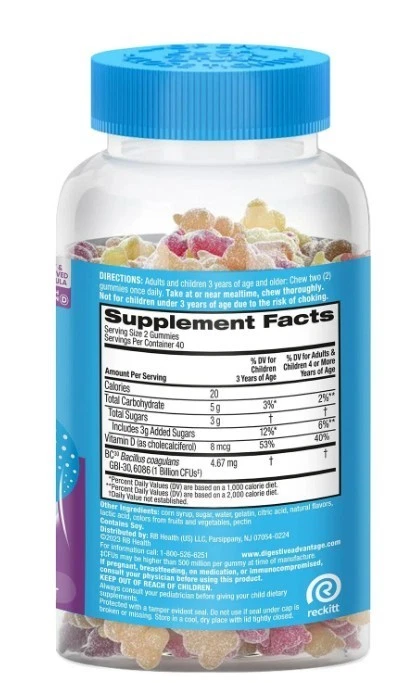 Schiff Digestive 3 en 1 Advantage Probiotic 120 gomitas caducan 5/2026 Foto 2 de 4