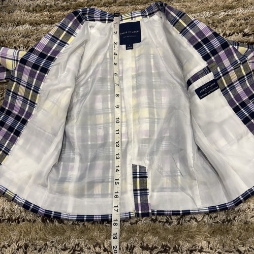 JANIE AND JACK Boys Size 5 Linen Blend Plaid Suit Jacket Blazer Two Button - Picture 7 of 8