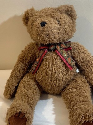 Kelly Toy Vintage Teddy Bear Stuffed Animal Plush Christmas Neck Tie Bow  15 