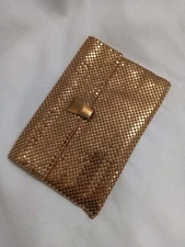 Vtg Whiting & Davis Goldtone Mesh Clutch Evelope Purse Wallet 1950s PinUp
