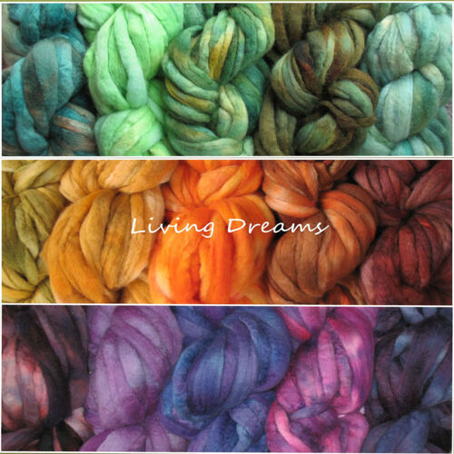 Color Sampler FELTING WOOL hand dyed Top Roving Craft Fiber NEEDLE SOAP WET SPIN - 第 1/12 張圖片