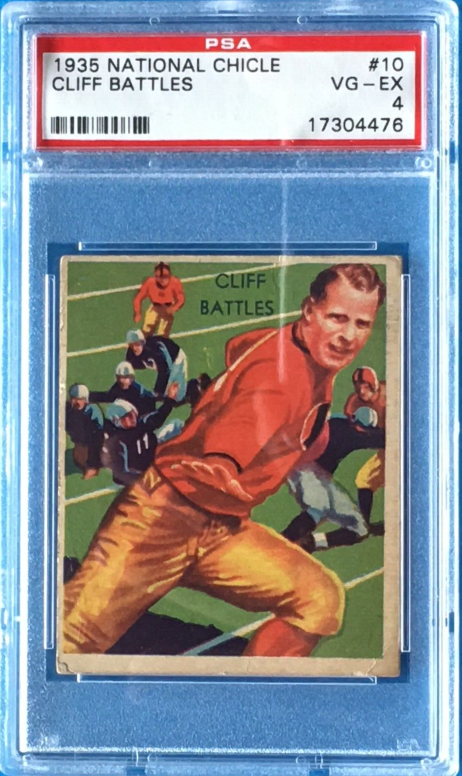 1935 NATIONAL CHICLE #10 CLIFF BATTLES ROOKIE PSA GRADED 4 VG-EX HOFer RC