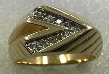 14 karat diamond ring - 14K gold men's 1/4 carat diamond unique arrow point ring