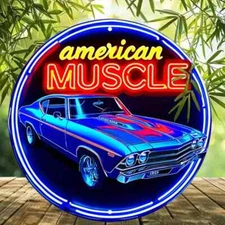 GAS Oil Rustic Sign Rustic Metal  RETRO Garage Man Cave AMERICAN MUSCLE CARS