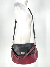 Michael Kors Fold Over Flap 2 Way Carry Cranberry & Black Messenger Crossbody
