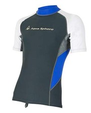 Aqua Sphere Blaze Mens Grey/Blue Short Sleeve Rash Guard Shirt Size 2XL