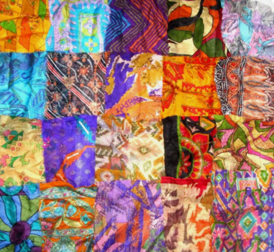ON Huge Lot 100% Multi Pure Silk Vintage Sari Fabric Quilting Cuts Craft Easter