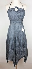 New GAP Women's 2 - Navy blue polka dot 100% silk halter dress crinkle fabric
