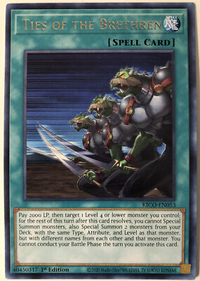 Yugioh King's Court KICO-EN053 Ties of the Brethren Rare NM/M | eBay Yugioh King's Court KICO-EN053 Ties of the Brethren Rare NM/M | eBay