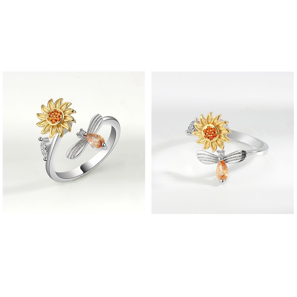 Freely Sunflower Anti-stress Finger Ring Rotating Ring Spinning Anxiety ...