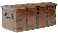 Antique Coffer, Storage Chest English, Iron-Strapped, Oak, Dome-Topped,  1800s!