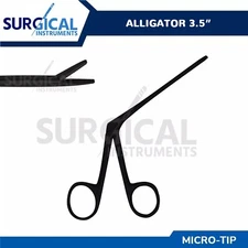 Black Coated Alligator Micro Tip Forceps 3.5" Serrated Jaws German Grade