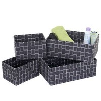 4Er Set Aufbewahrungskorb HWC-C37, Deko-Korb Aufbewahrung Regalkorb Dunkelgrau