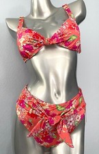 Victoria's Secret Swim Nwt Bikini Coral Floral Tie Top  High Waist Bottom Set