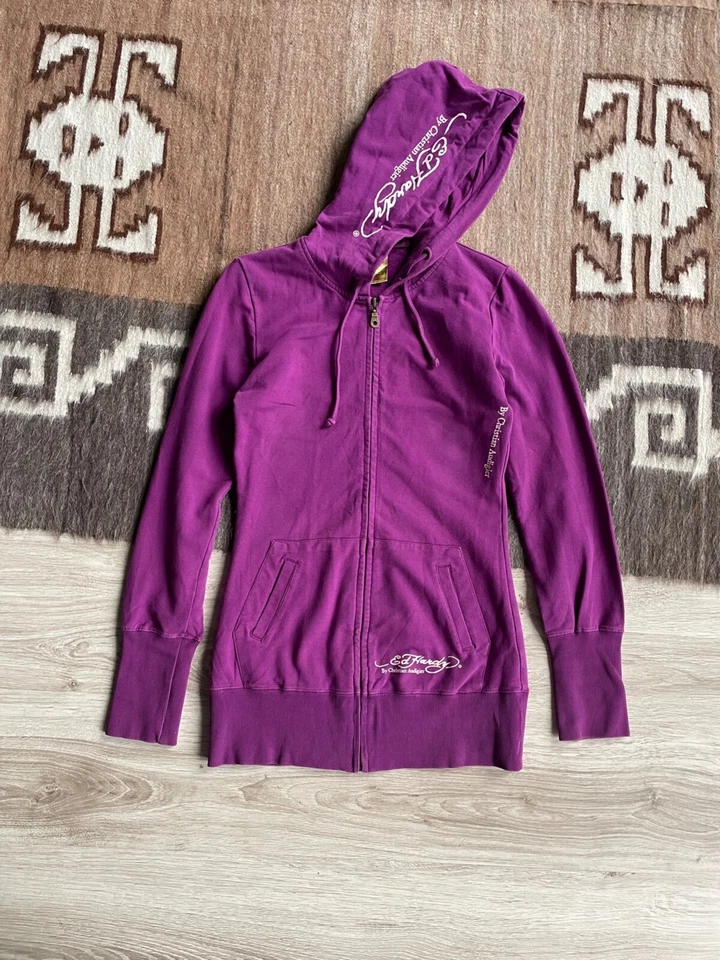 Sudadera con capucha para mujer Ed Hardy by Christian Audigier cremallera completa talla S Foto 3 de 4
