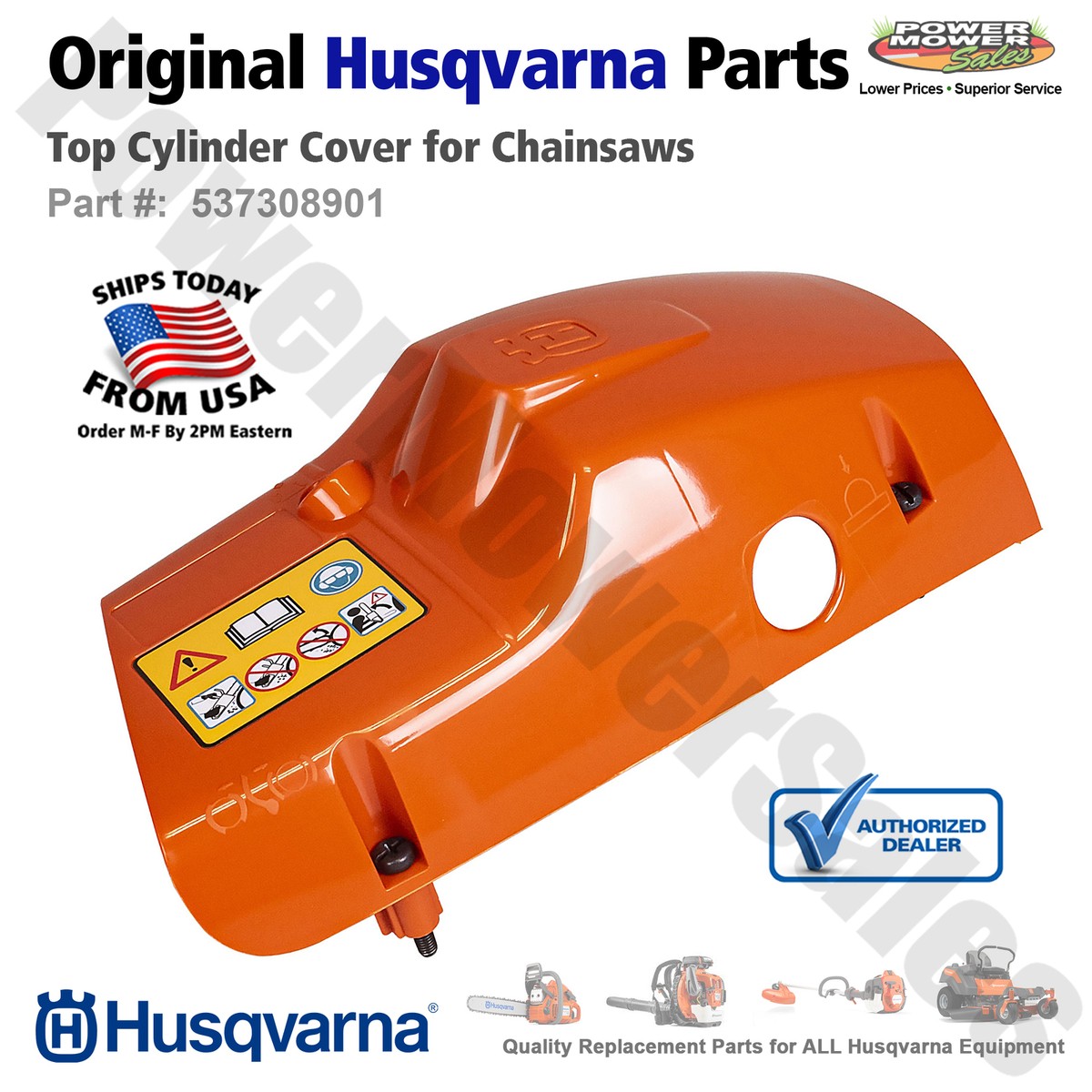 Genuine OEM Husqvarna Top Cylinder Cover for Chainsaws / 455E, 455