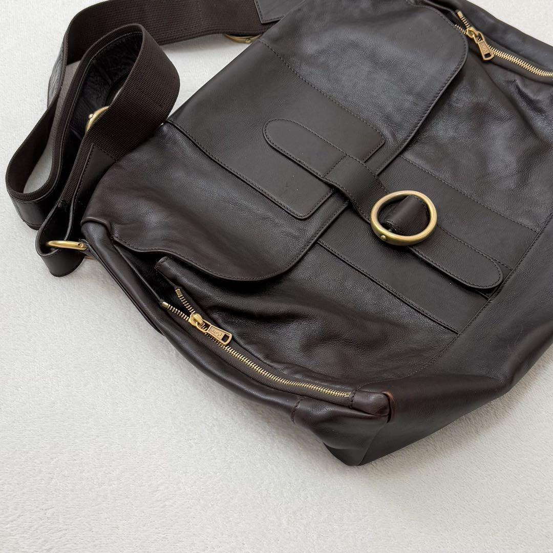 Borsa a tracolla Yves Saint Laurent Rive Gauche marrone scuro autentica usata GIAPPONE