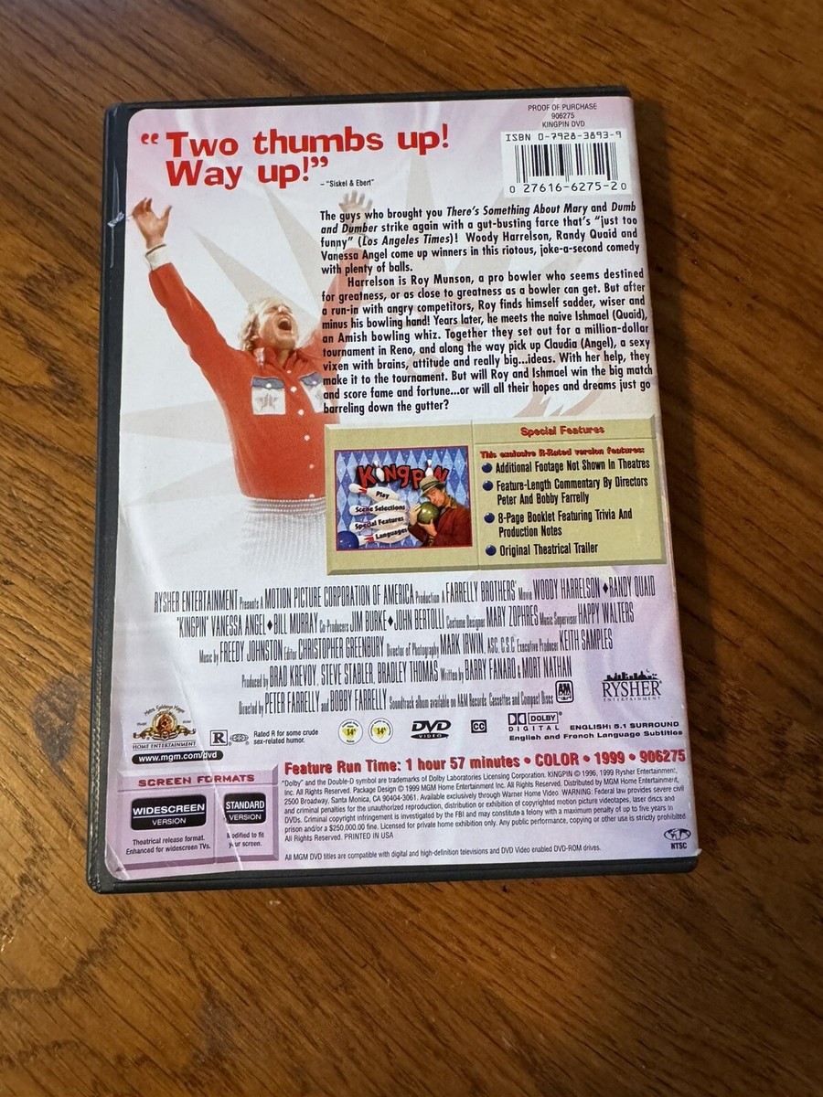 Kingpin DVD Woody Harrelson, Randy Quaid, Bill Murray, Vanessa