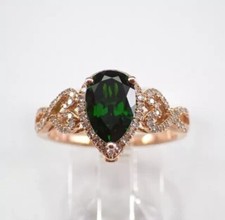 4.20 Ct Pear Cut Simulated Green Emerald Wedding Ring In 14k Yellow Gold Plated