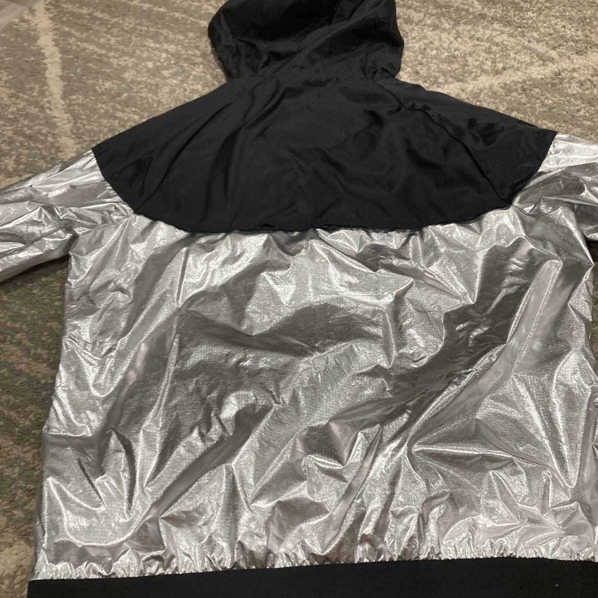 Rare Nike Tech Windrunner Jacket Metallic Silver Black Nylon