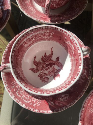 6 Copeland Spode Camilla Pink Bouillon/soup Cups, 5 Saucers-old Mark-never Used - Picture 2 of 14