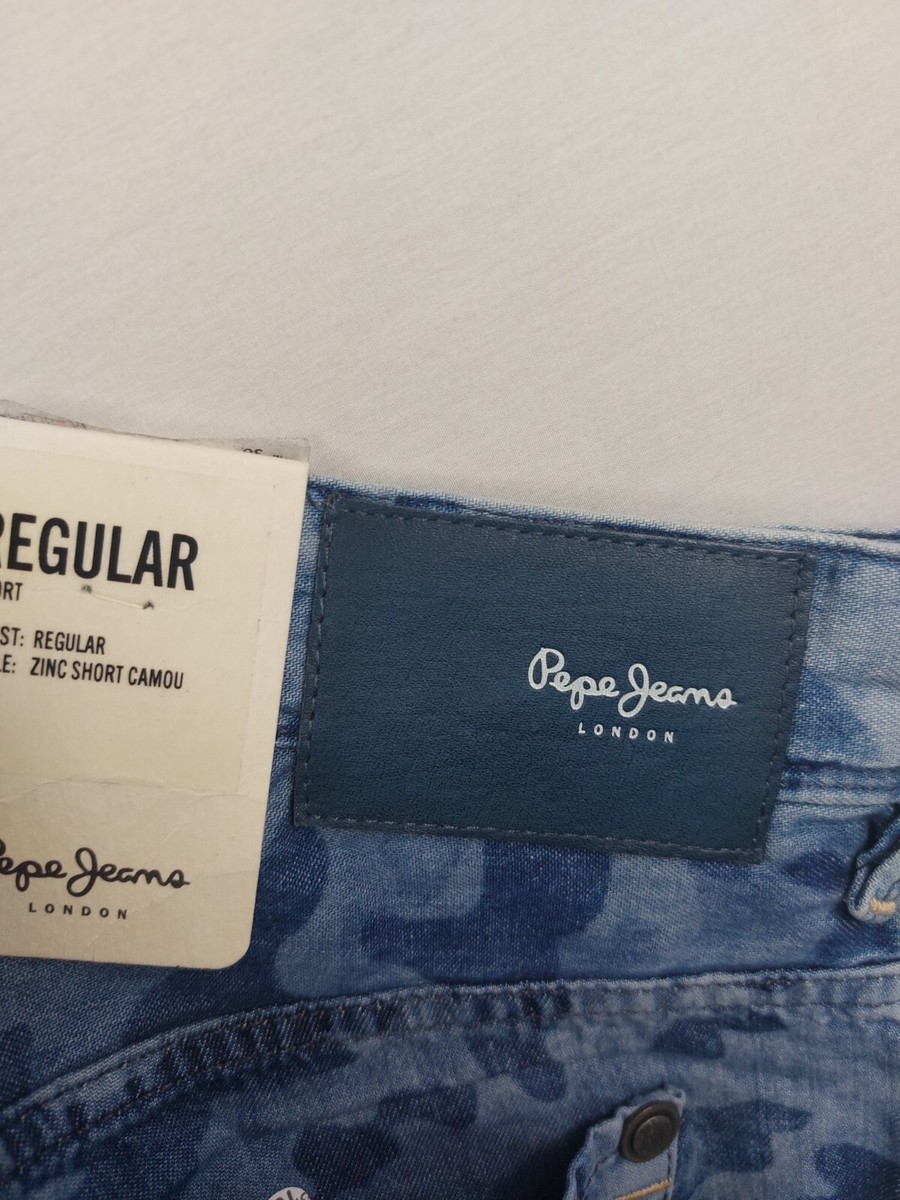 Pepe Blue Camou Denim Shorts Size W30 (202-60) UK