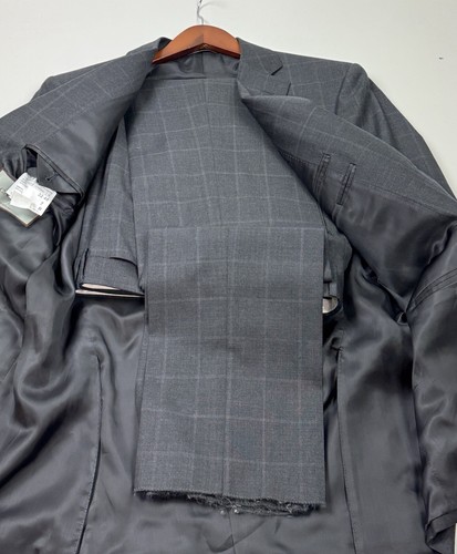 CANALI New Label 13290/37 Gray Window Pane 2 Button Suit Size 38 R #273 - Picture 7 of 13