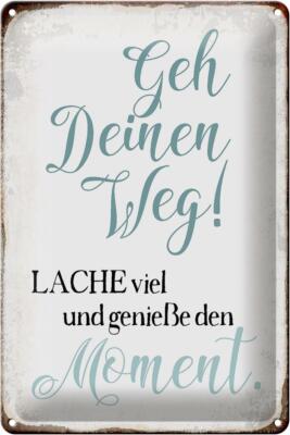 Blechschild Spruch 20x30 cm geh deinen Weg genieße Moment Deko Schild tin sign