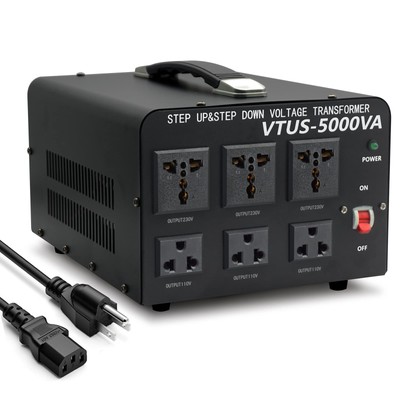5000 Watt Voltage Converter Transformer Heavy Duty Step Up/Down AC 110V/120V/...