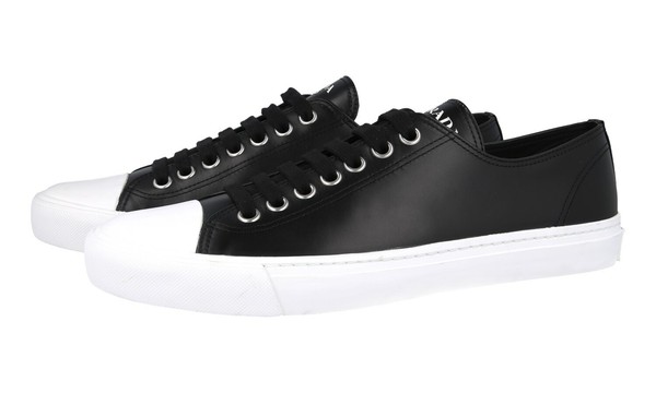 Prada Leder Cap Toe Sneaker - 4E3556 - Schwarz Weiss - Neu - 11 45-image