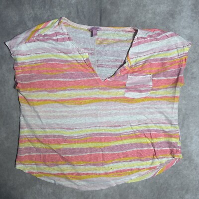 Lilly Pulitzer Duval 100% Linen Size L Multicolor Stripes